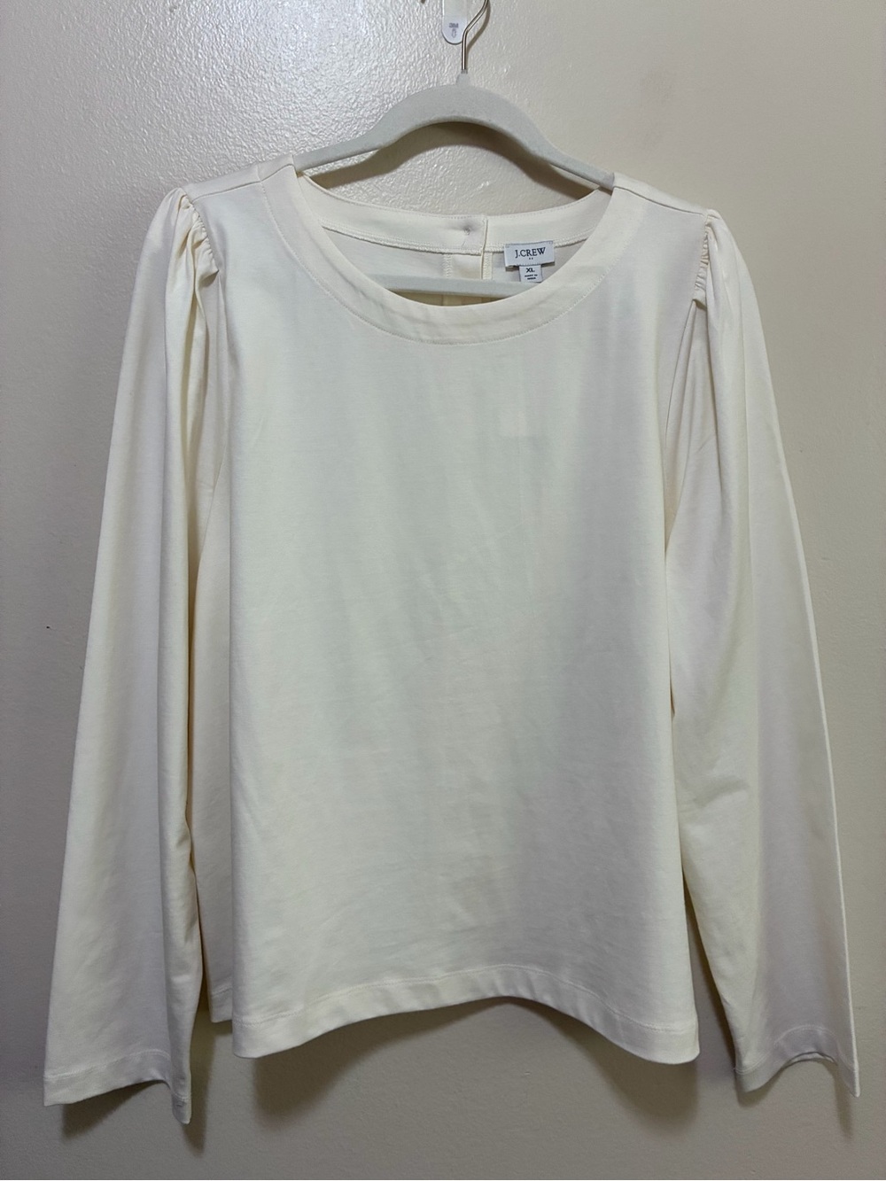 J.Crew Cream Puff Sleeve Button Back Top size xl nwt